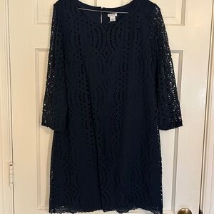 Navy J Crew Eyelet Dress